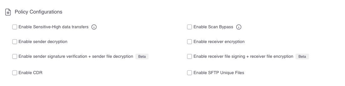 SFTP Policy configurations
