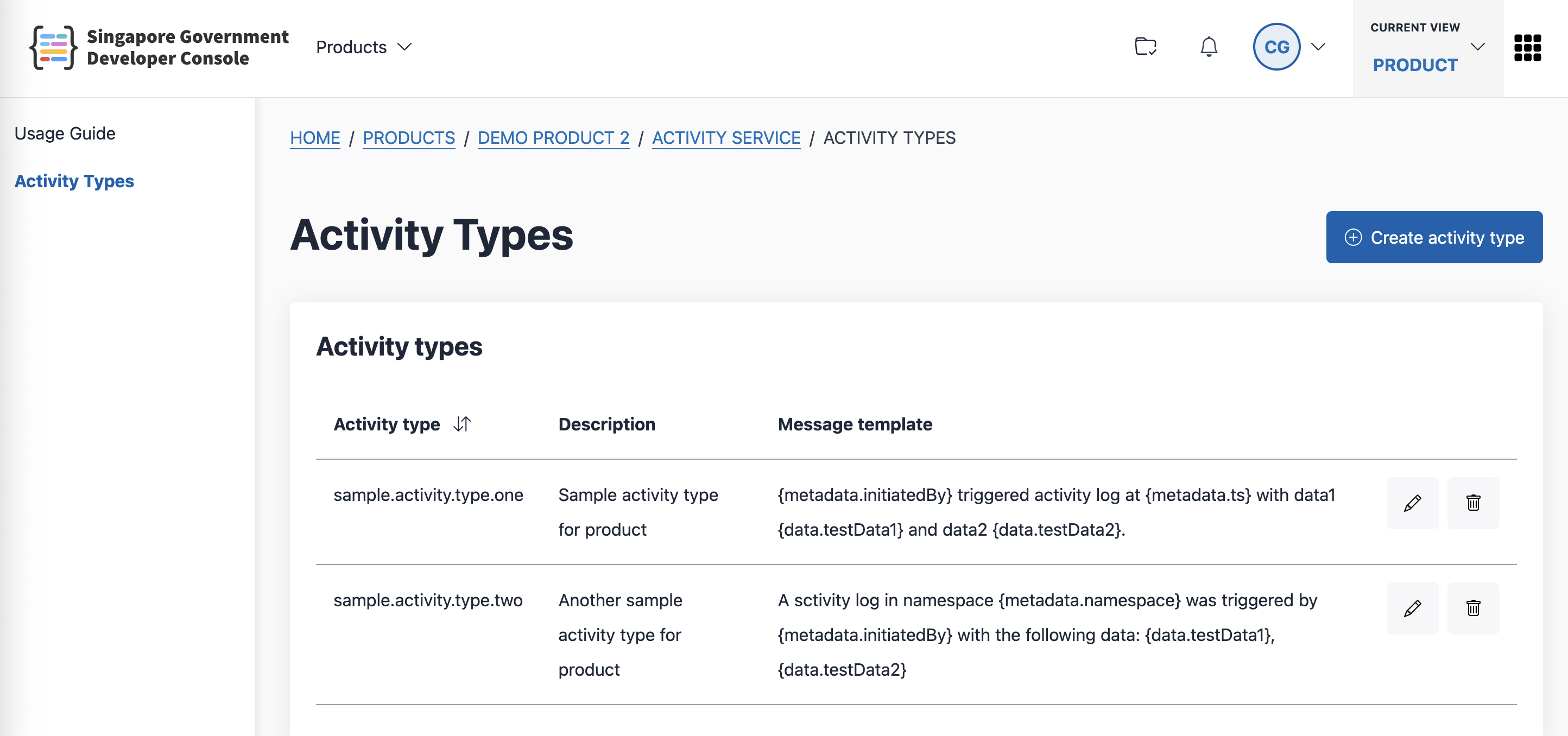 Activity Types List