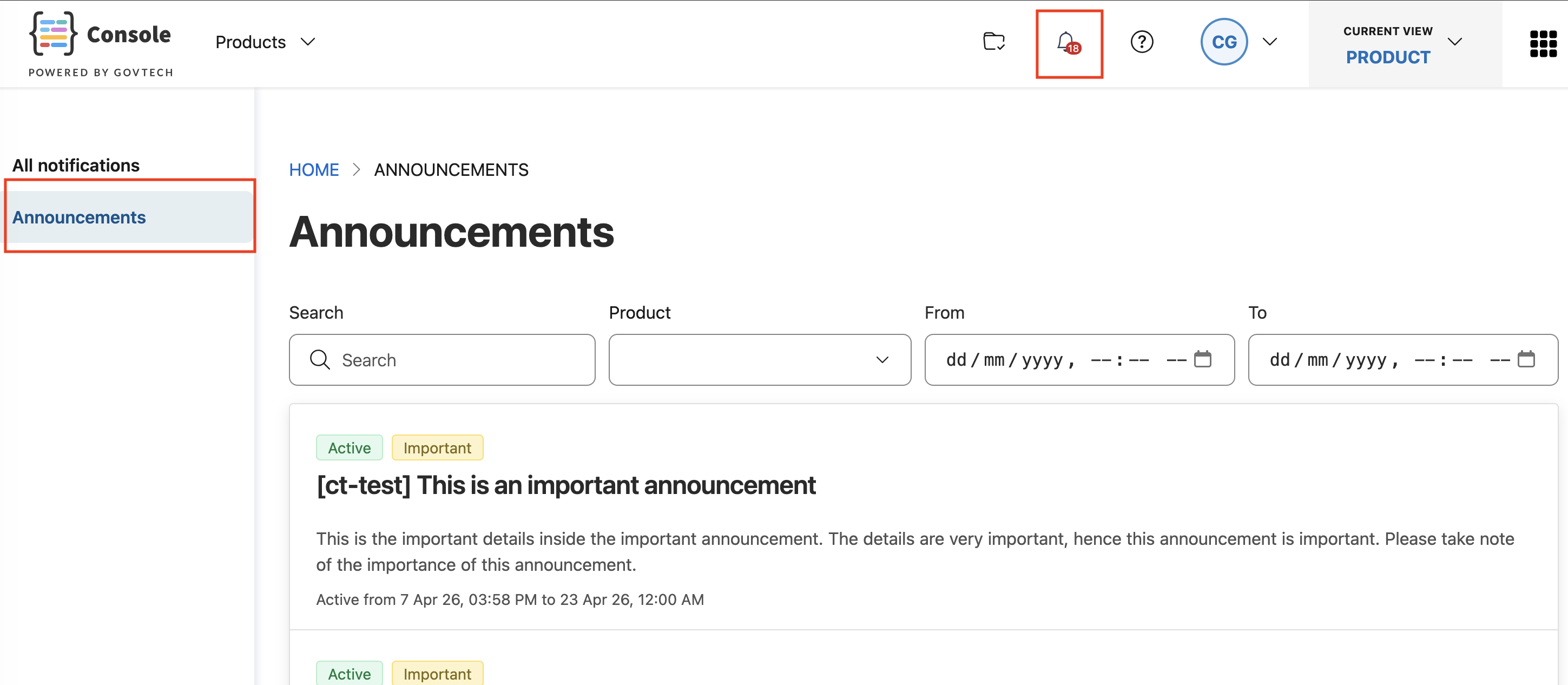 All announcements