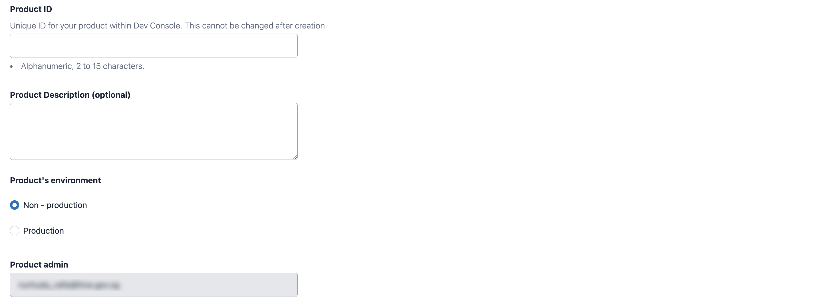 Create product form