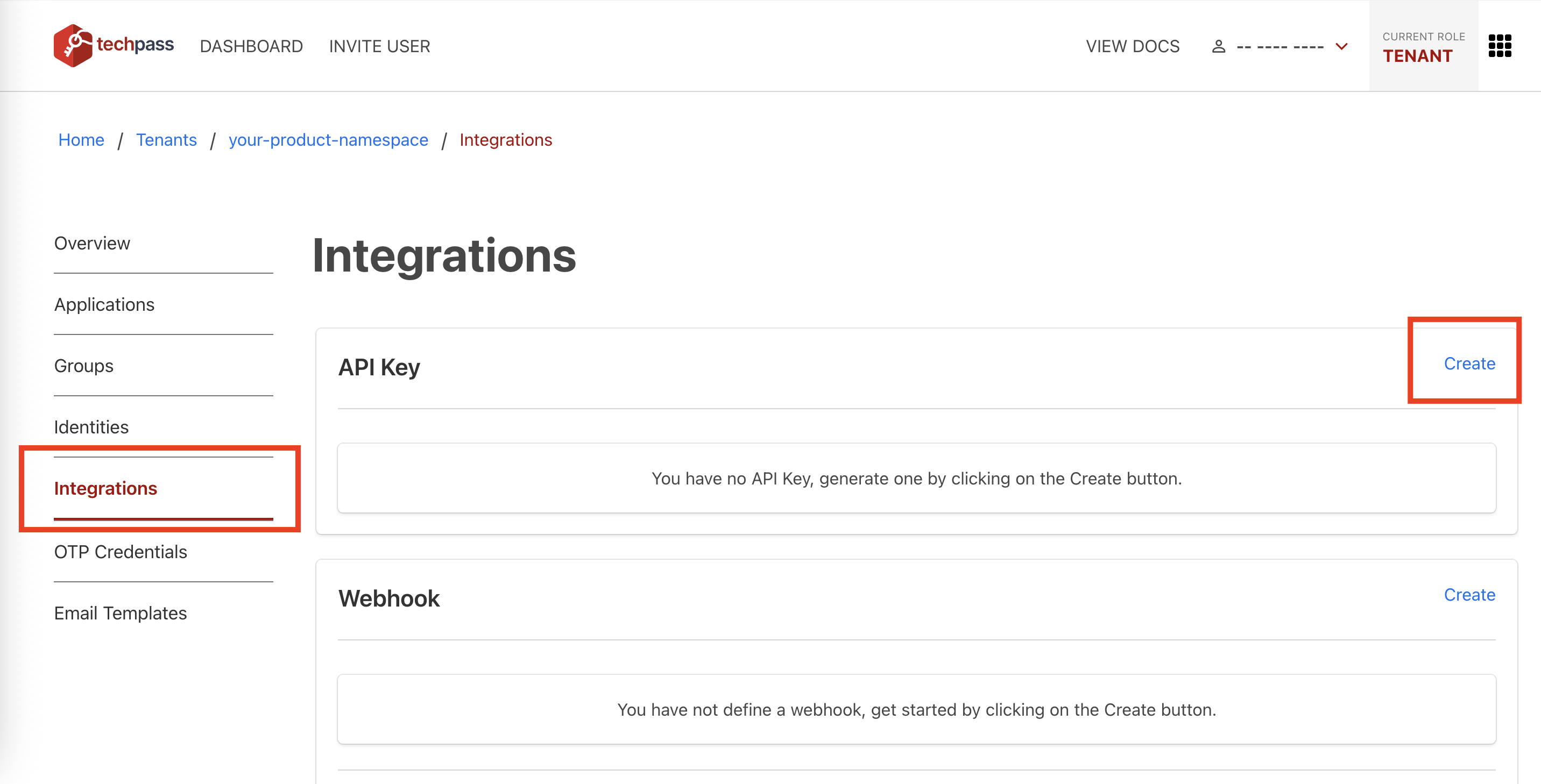 TechPass API keys