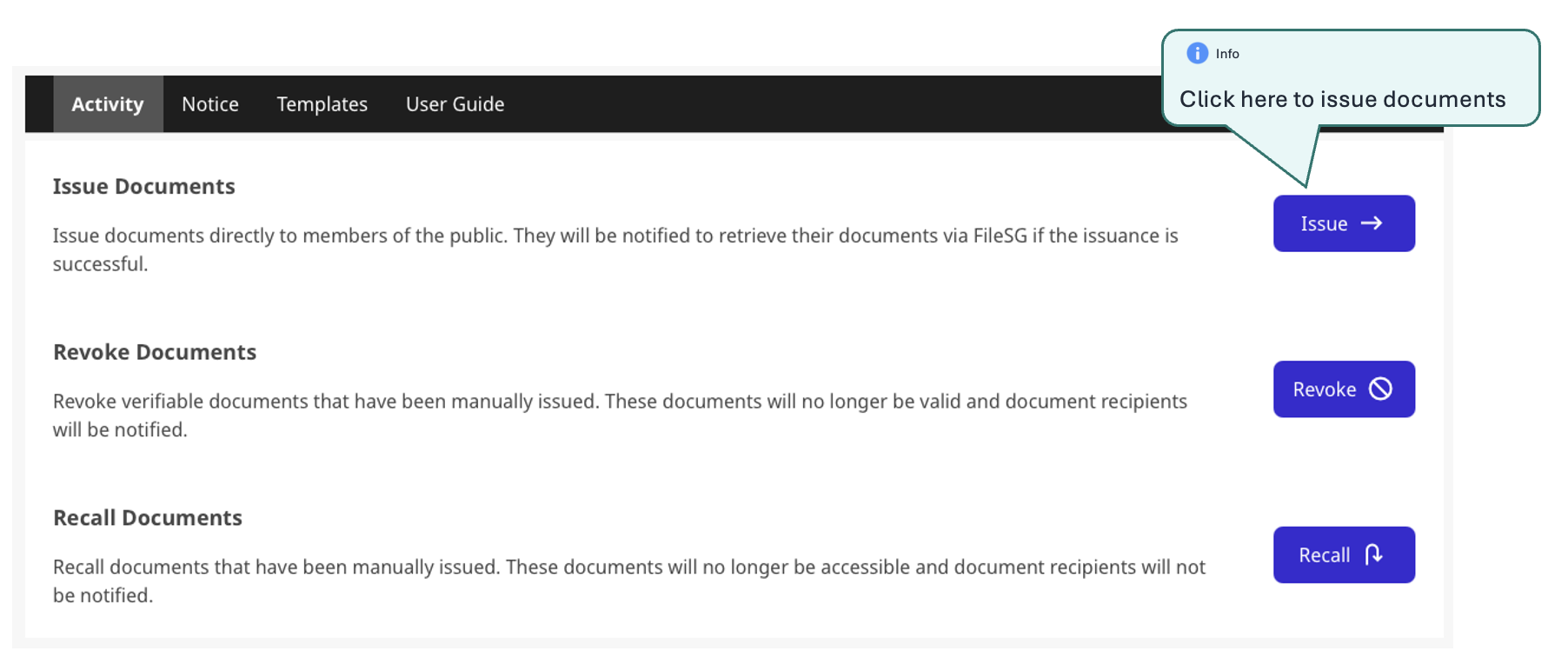 FileSG Agency Portal : Issuance