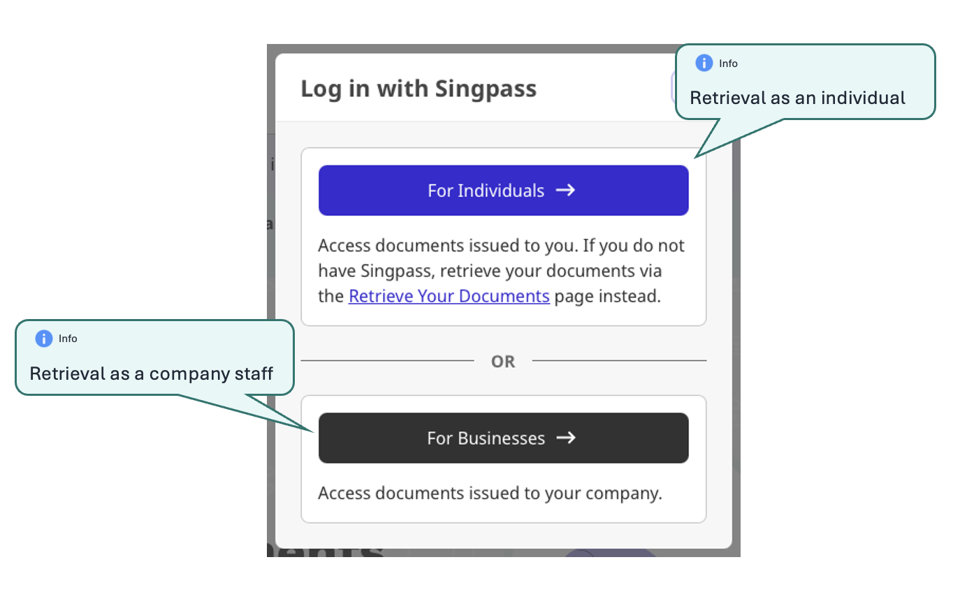 Singpass / Corppass login