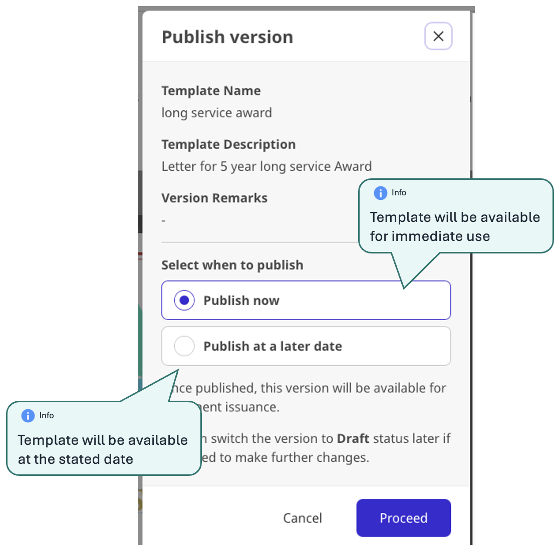 Publishing the template