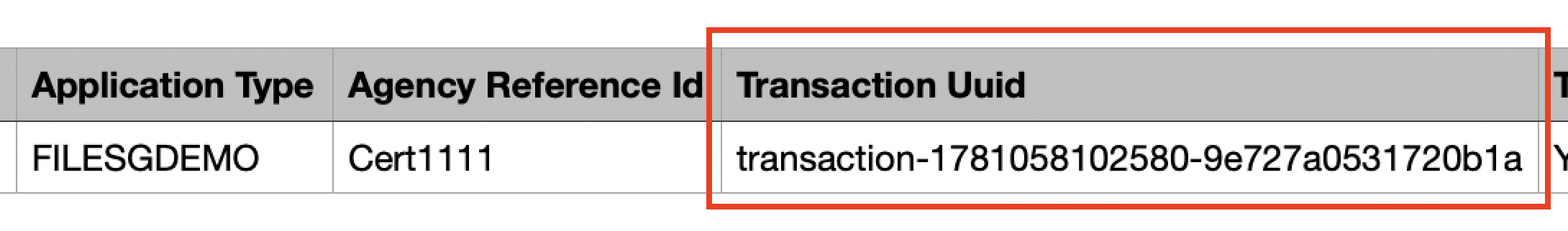 Sample transactionUuid