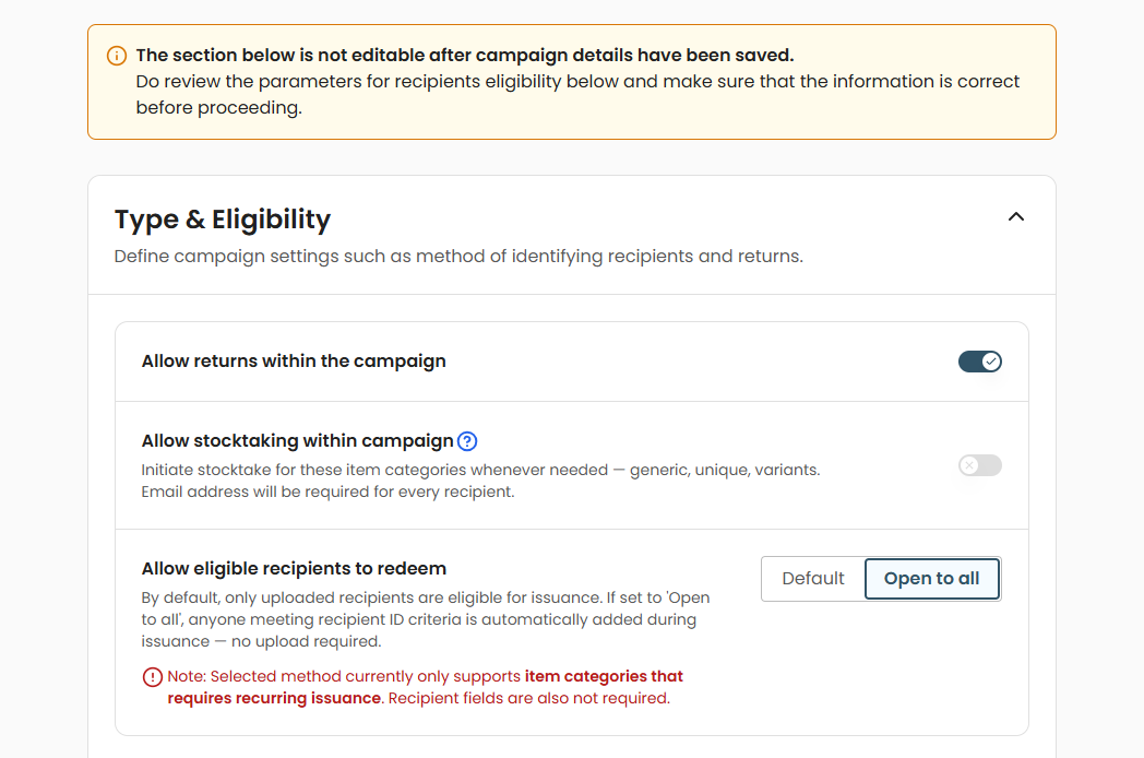 Type & Eligibility