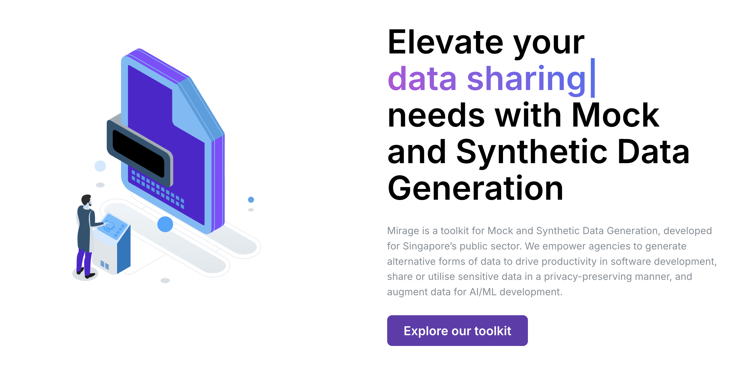 Mirage landing page