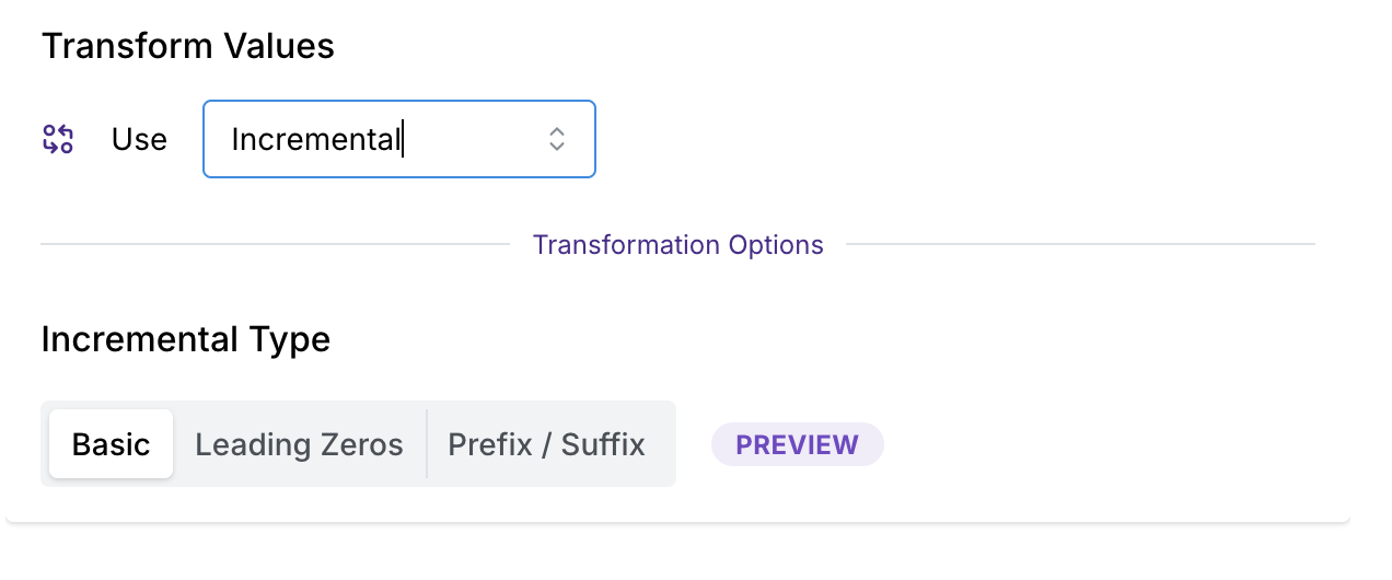 Selected incremental option
