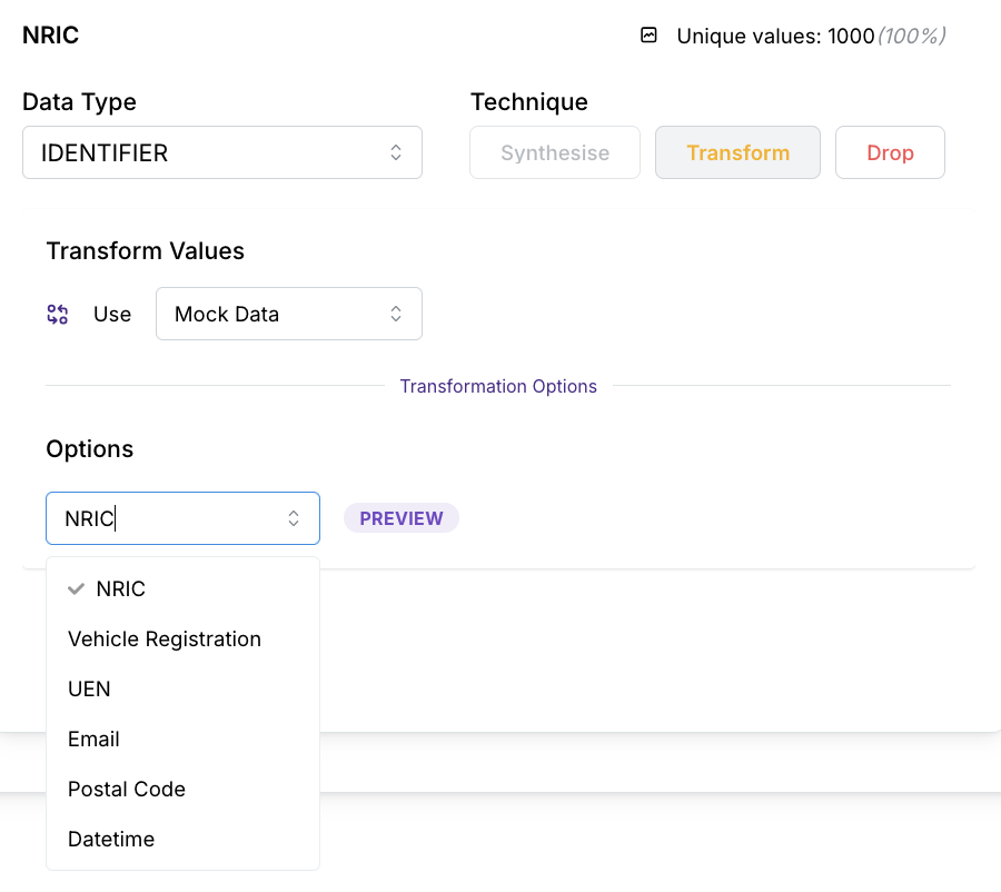 Mock data with expanded options