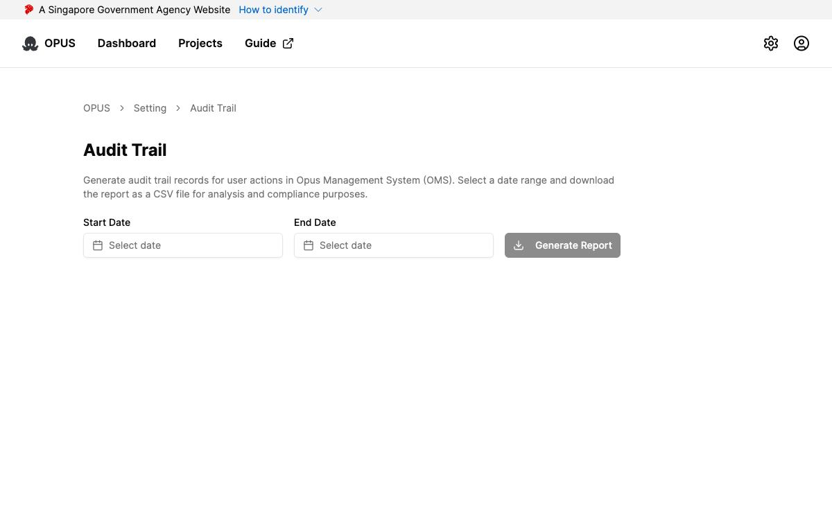 Audit Trail page