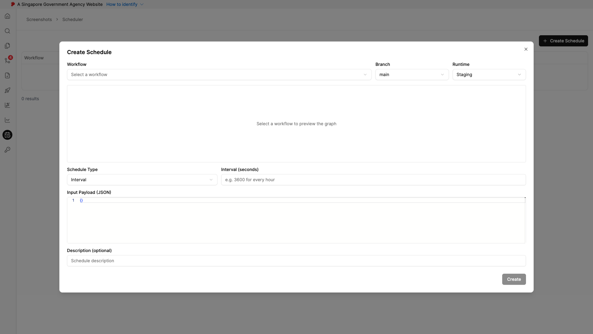 Create Schedule Dialog — Interval