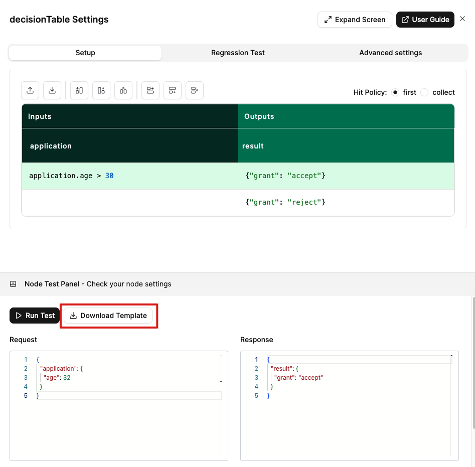 Regression Test Node Level