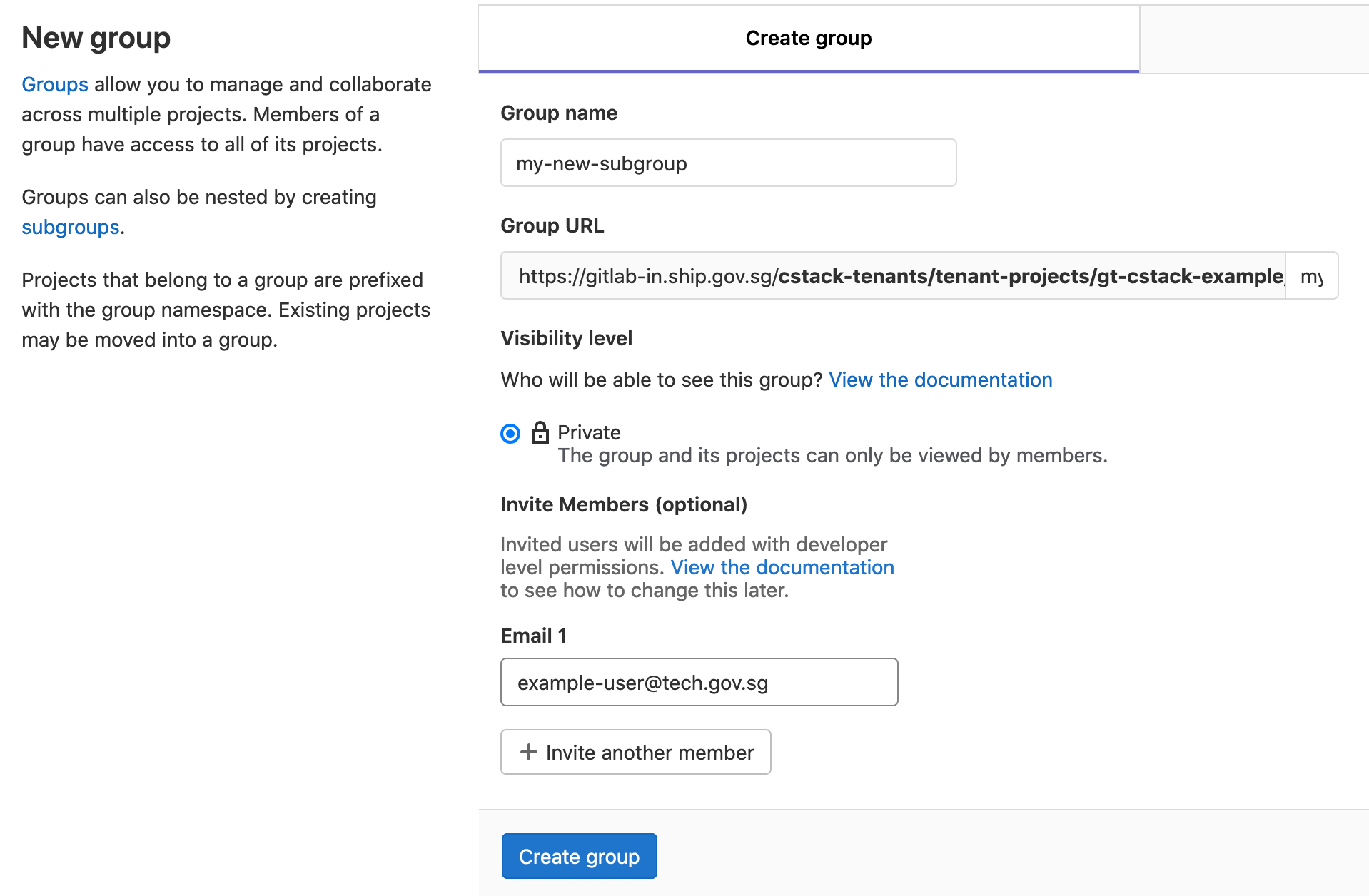 Gitlab Create Subgroup Runtime User Guide