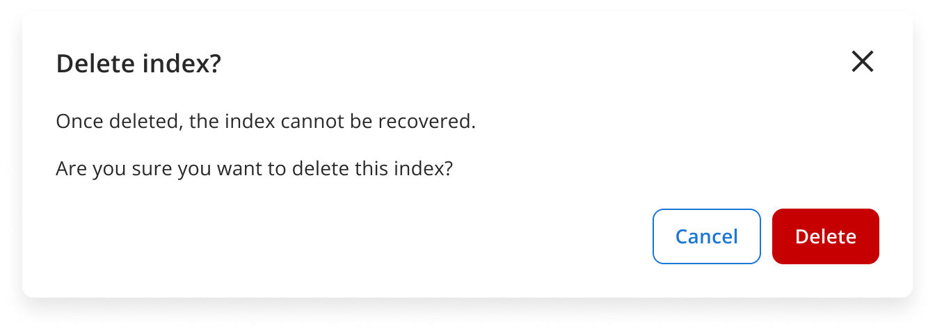 Delete index confirmation
