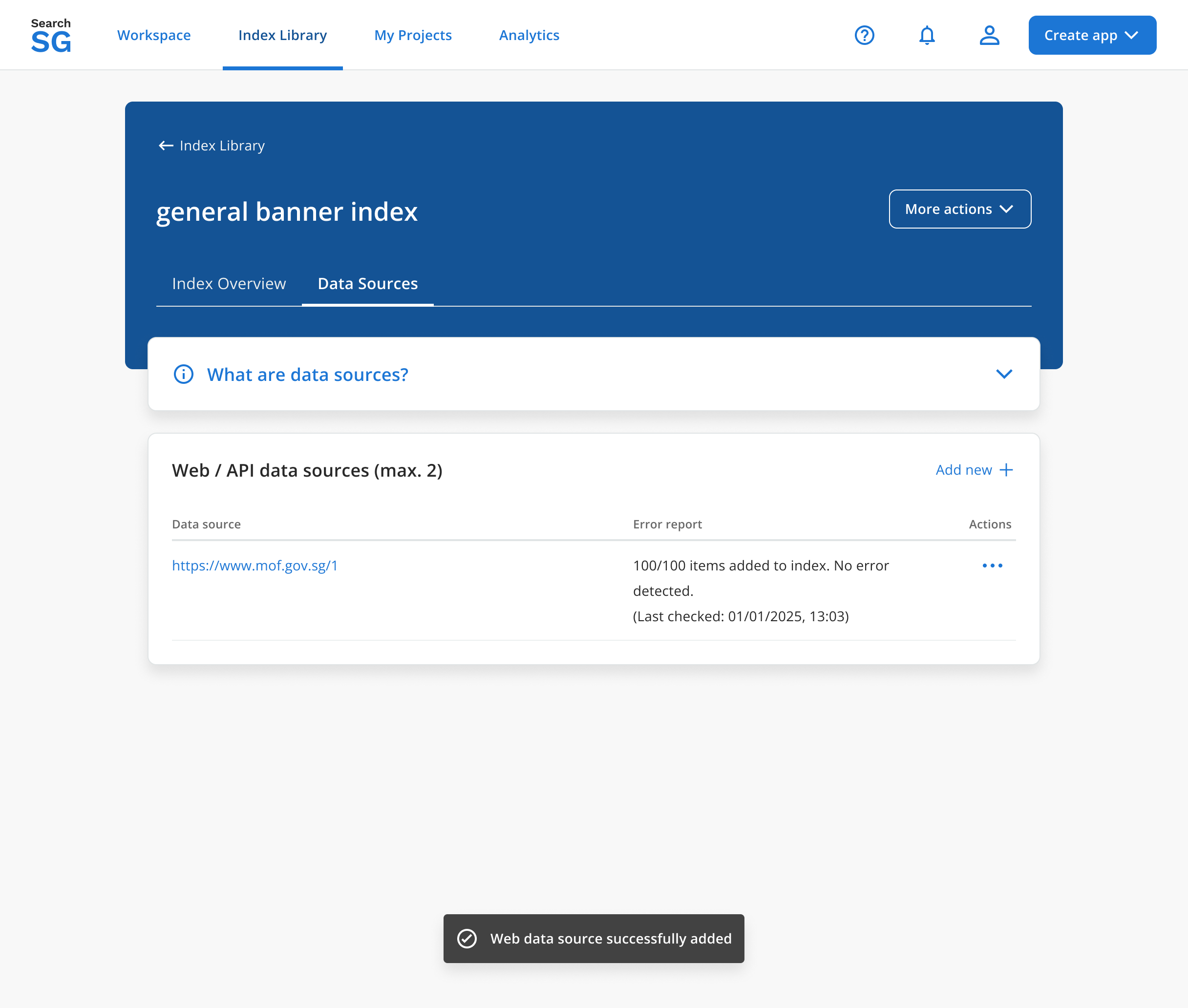 Added web data source