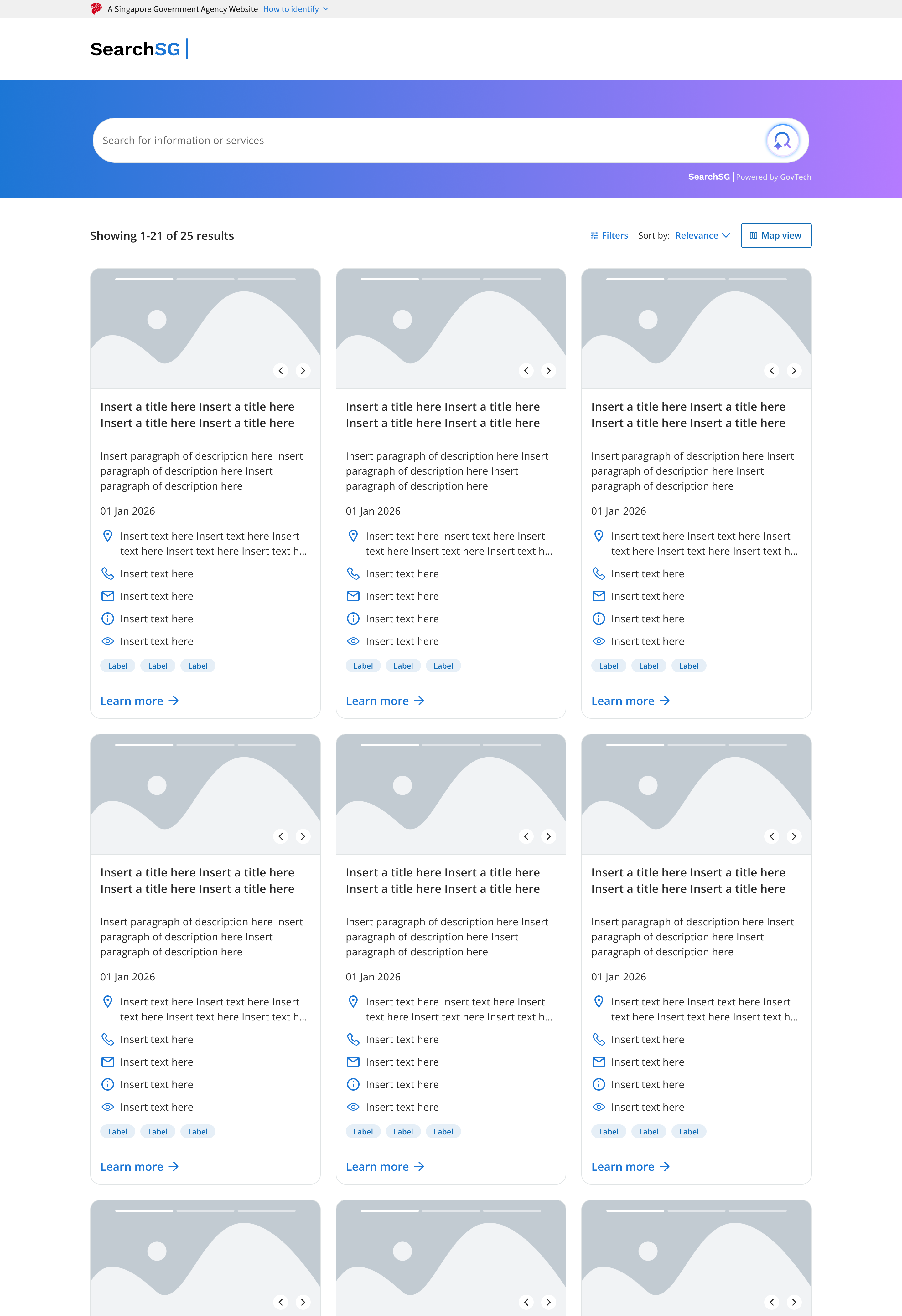 Directory Search results page displayed