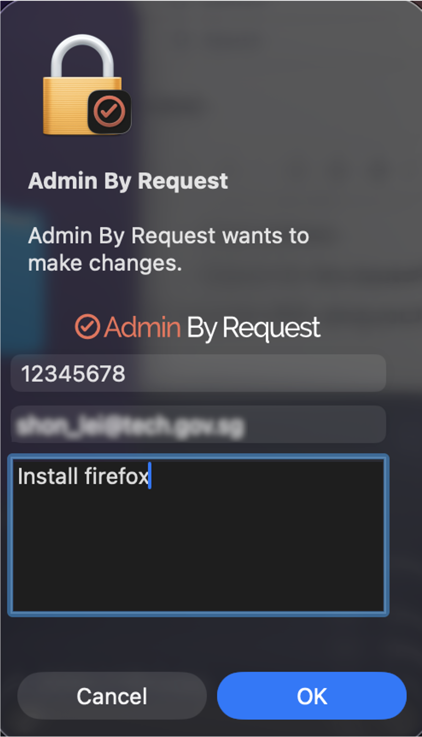 Admin By Request request prompt