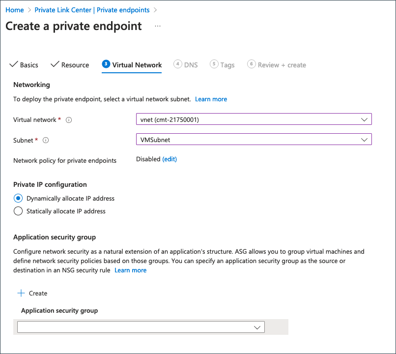 Create-private-link-gitlab-registry-virtual-network