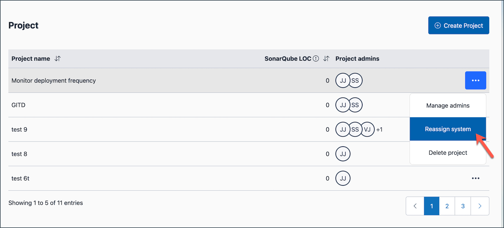 Reassign system-sh-projects