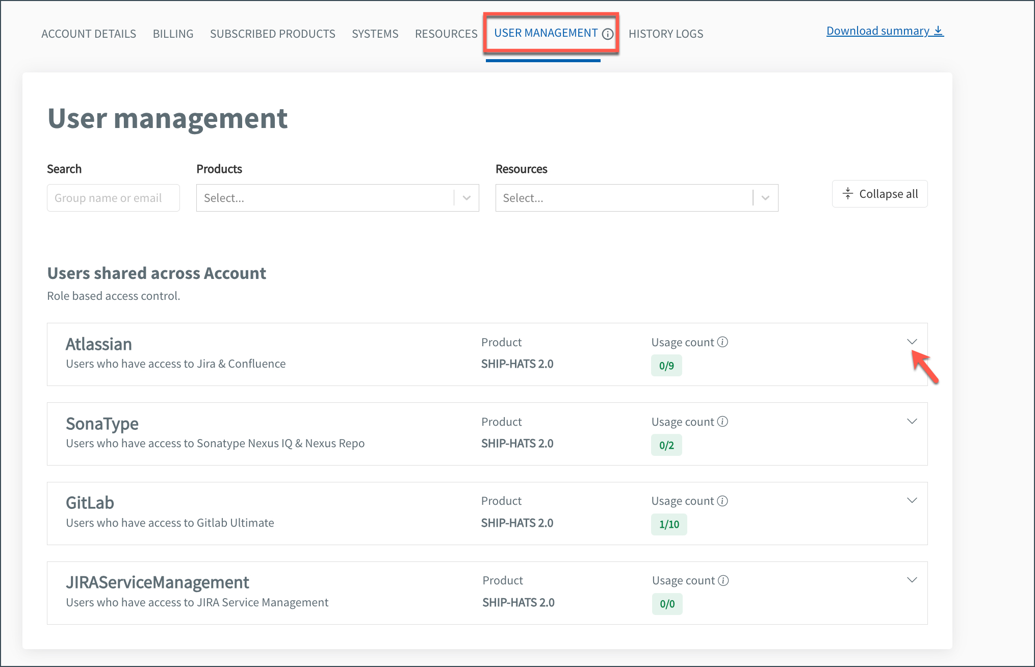 console-atlassian-licence-usage-count