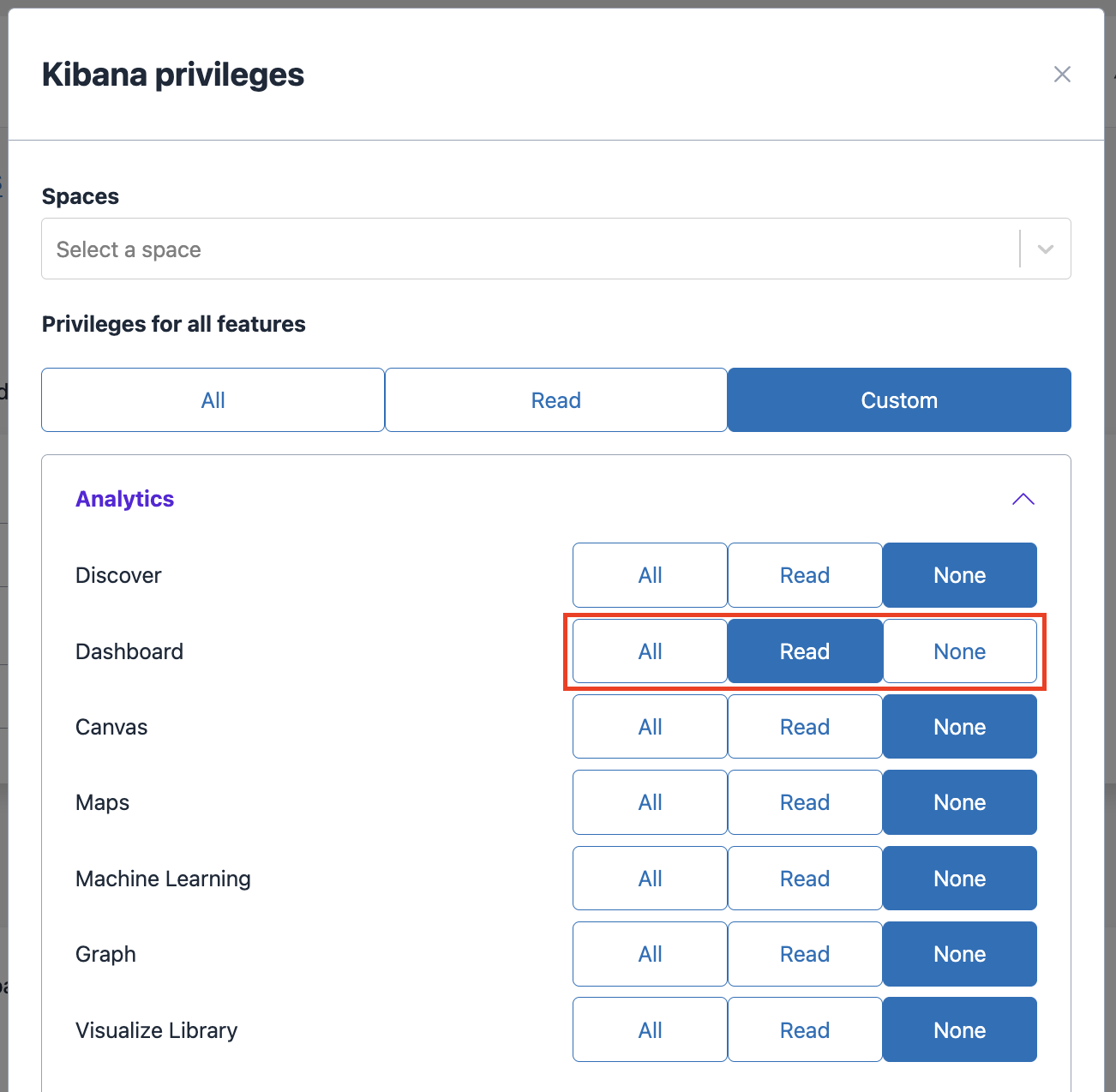 Custom role - example access dashboards