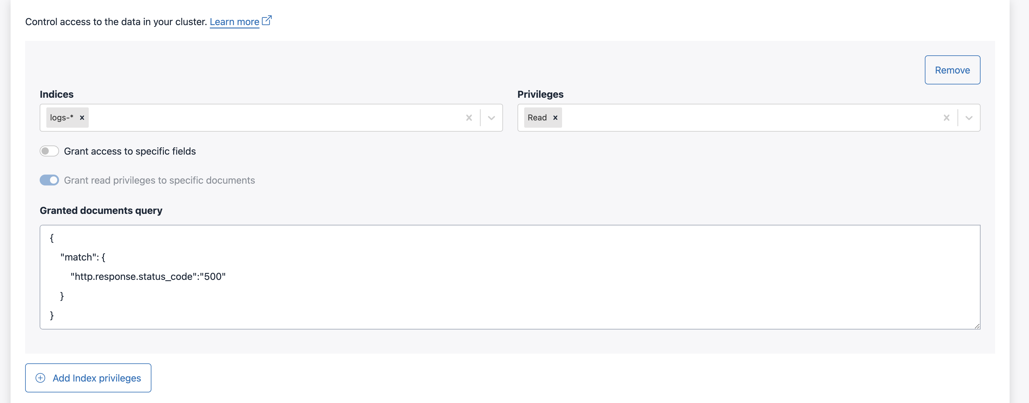 Custom role - example access data