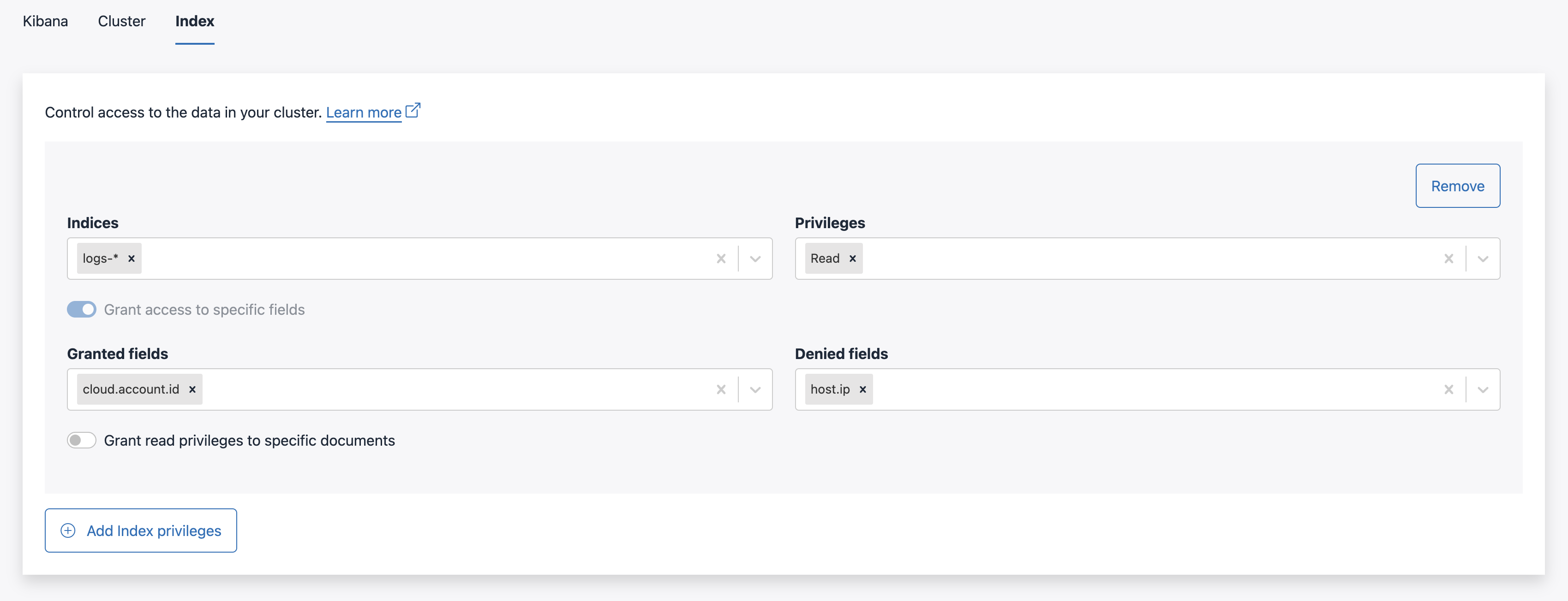 Custom role - example access data