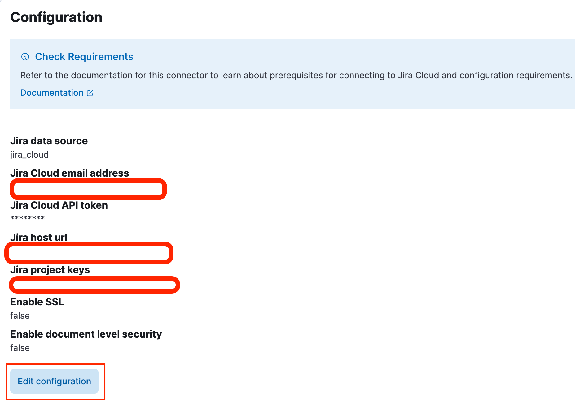 elastic jira connector edit config