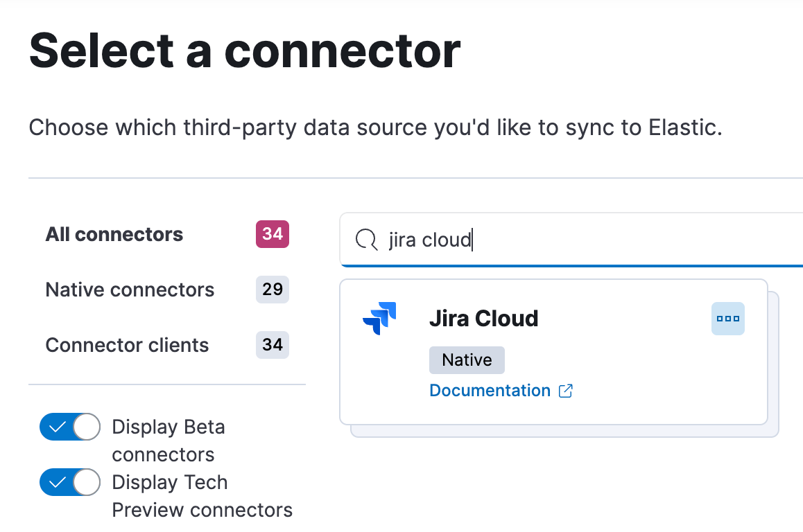 elastic jira connectors search