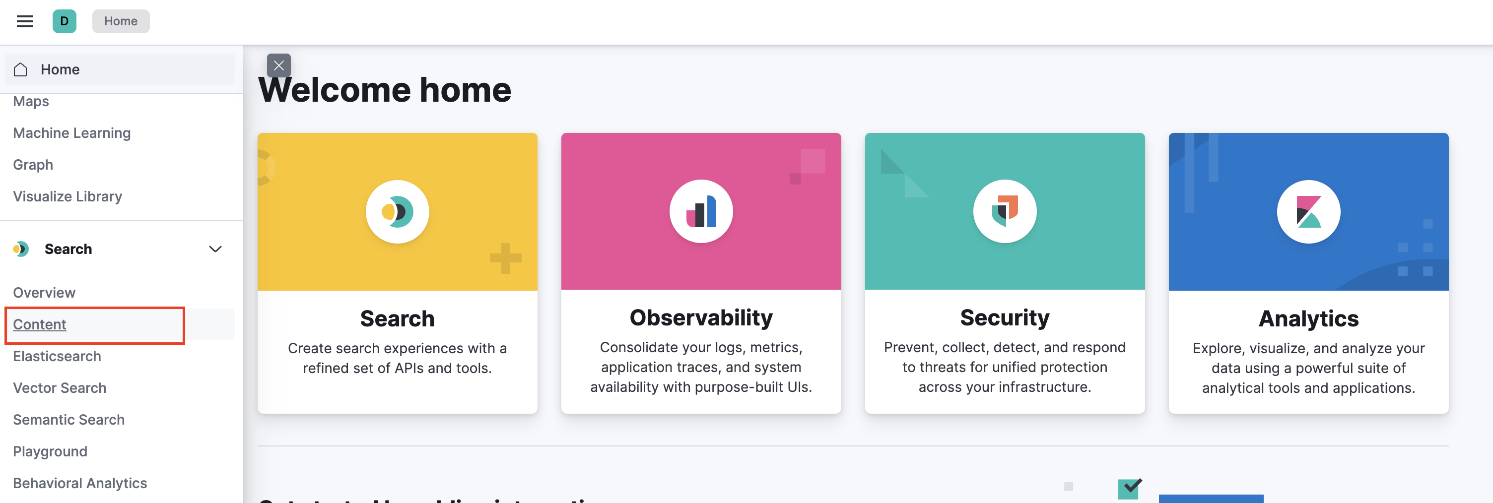 elastic jira home menu