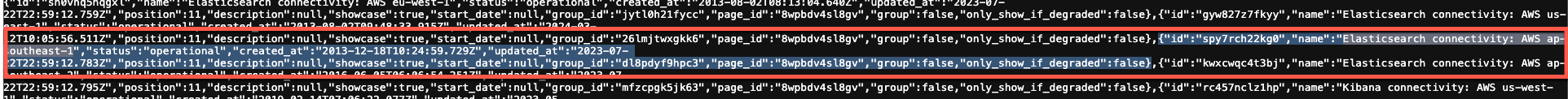 JSON E.g. of SaaS health data
