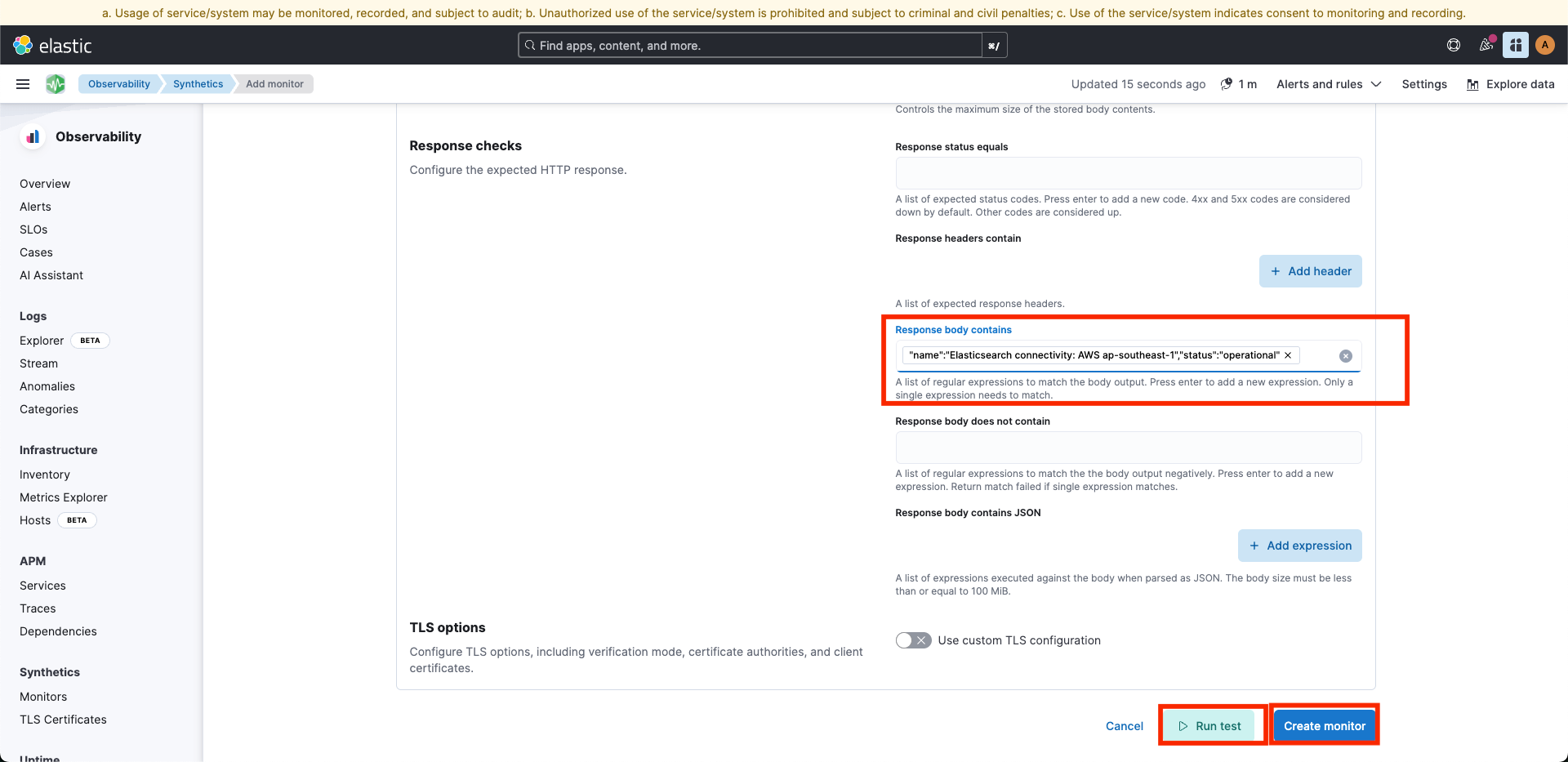 Create Ping monitor response check