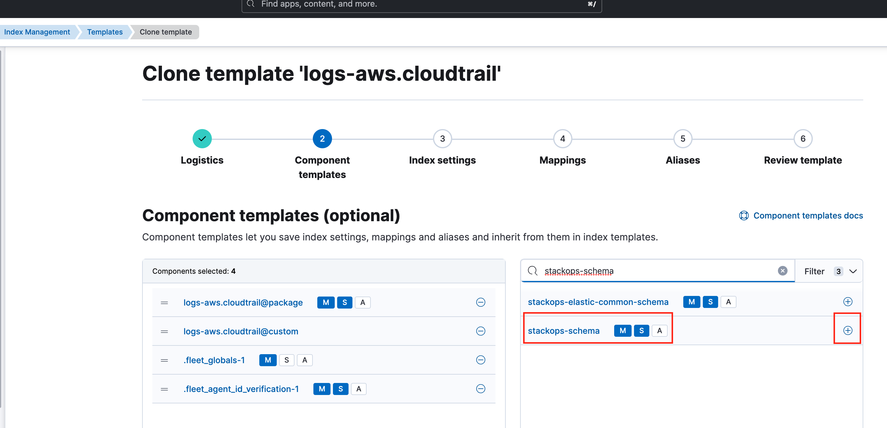 SO schema - attach component template