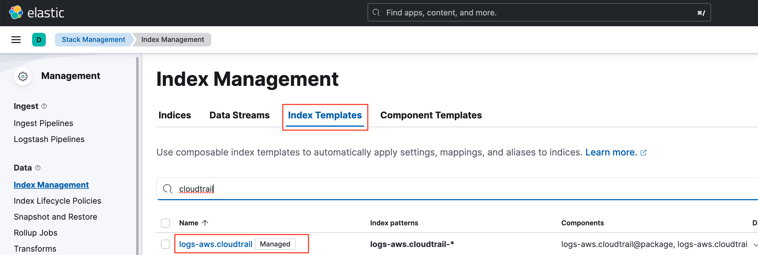 SO schema - index template