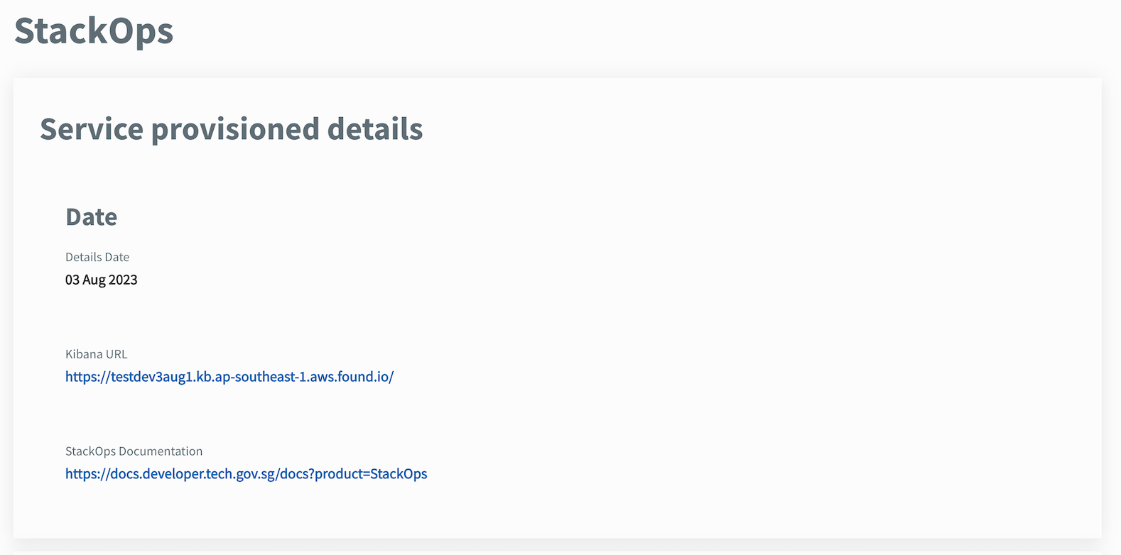 The Kibana URL displayed in Console.