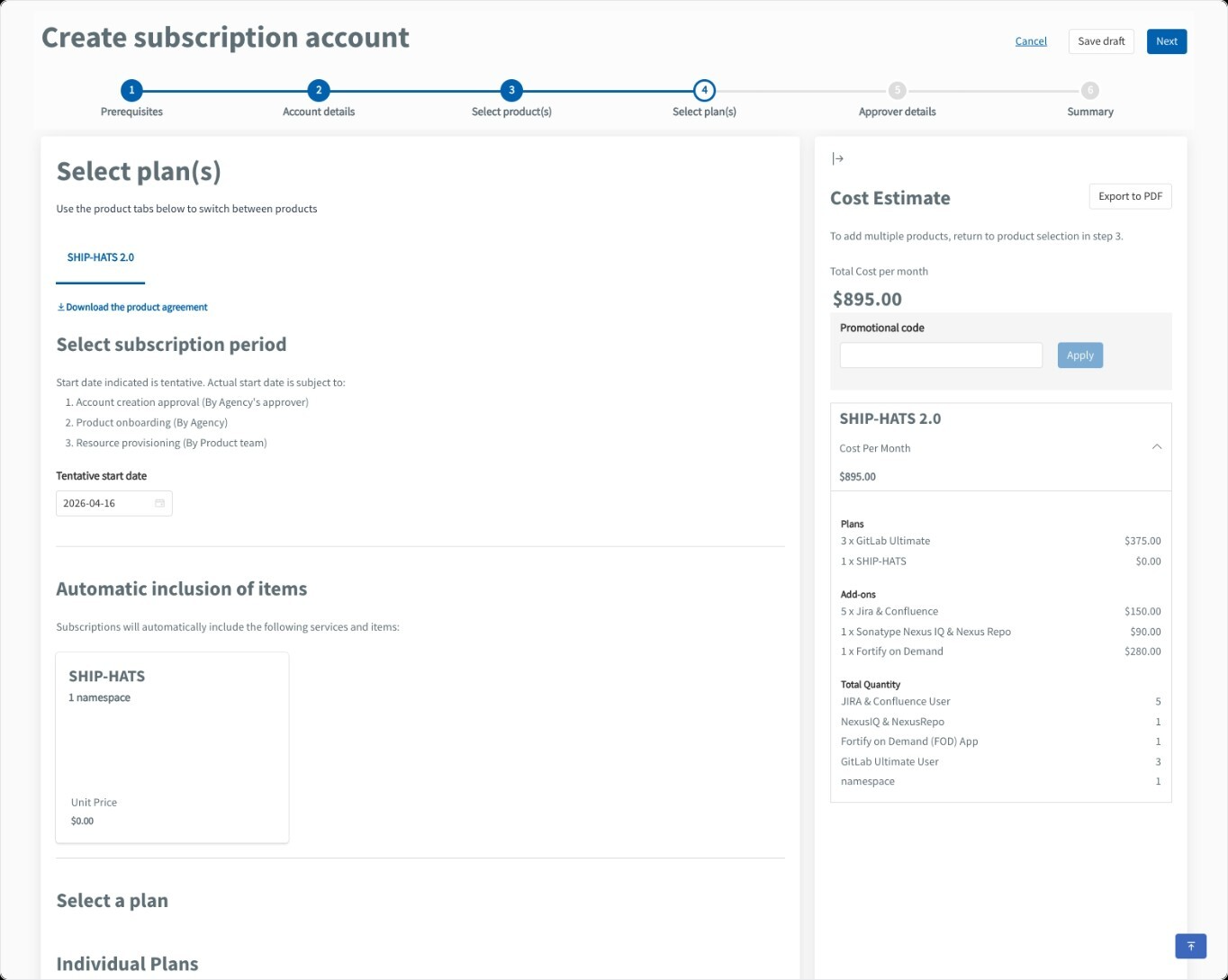 Cost Estimate in Subscription Flow